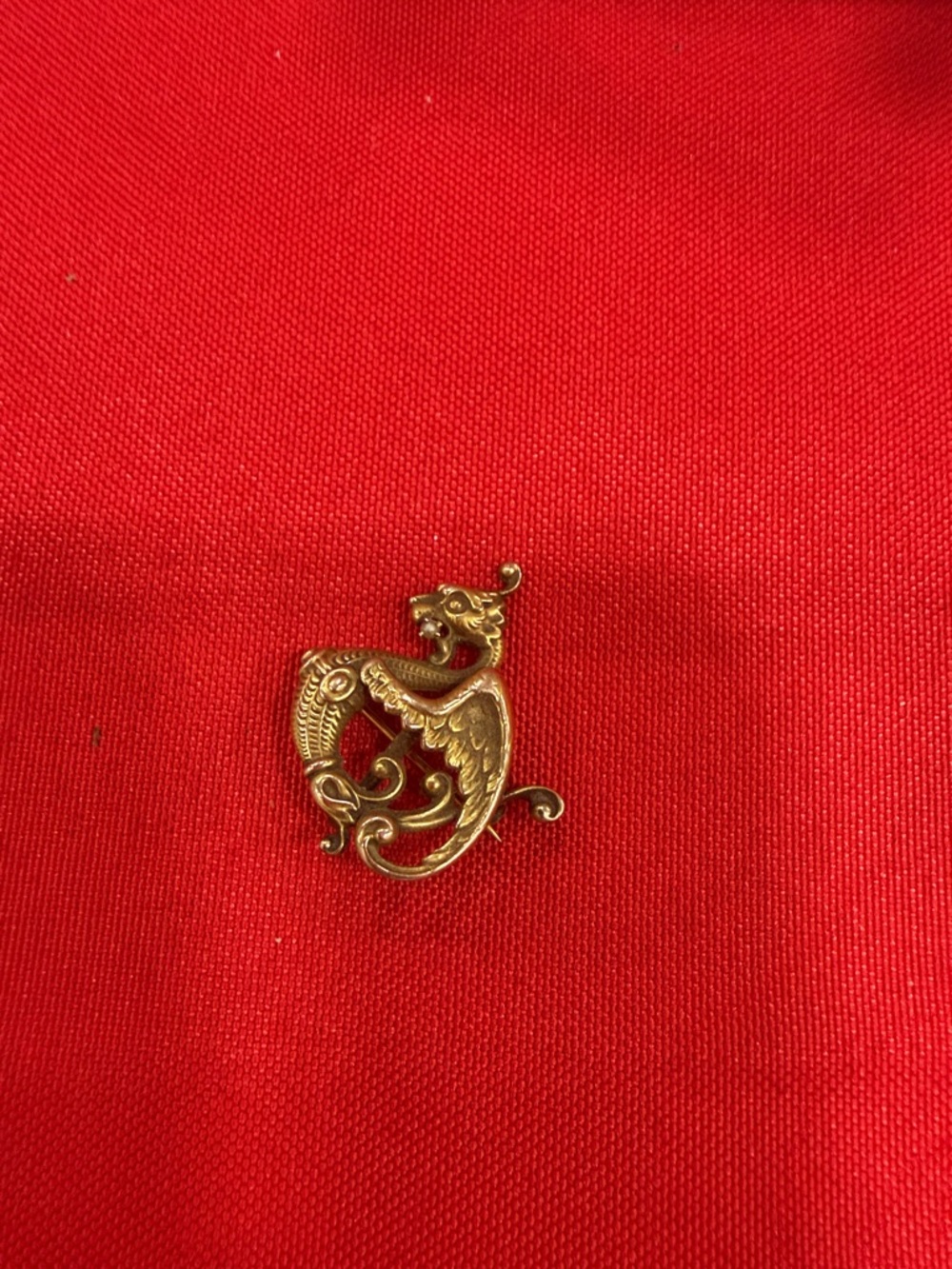 Gold-tone Mythical Creature Pin - Decorative Brooch